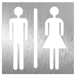 Pictograma inoxidable "Aseo Unisex" 120x120x1.5 mm.