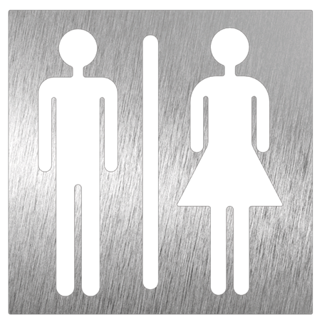 Pictograma inoxidable "Aseo Unisex" 120x120x1.5 mm.