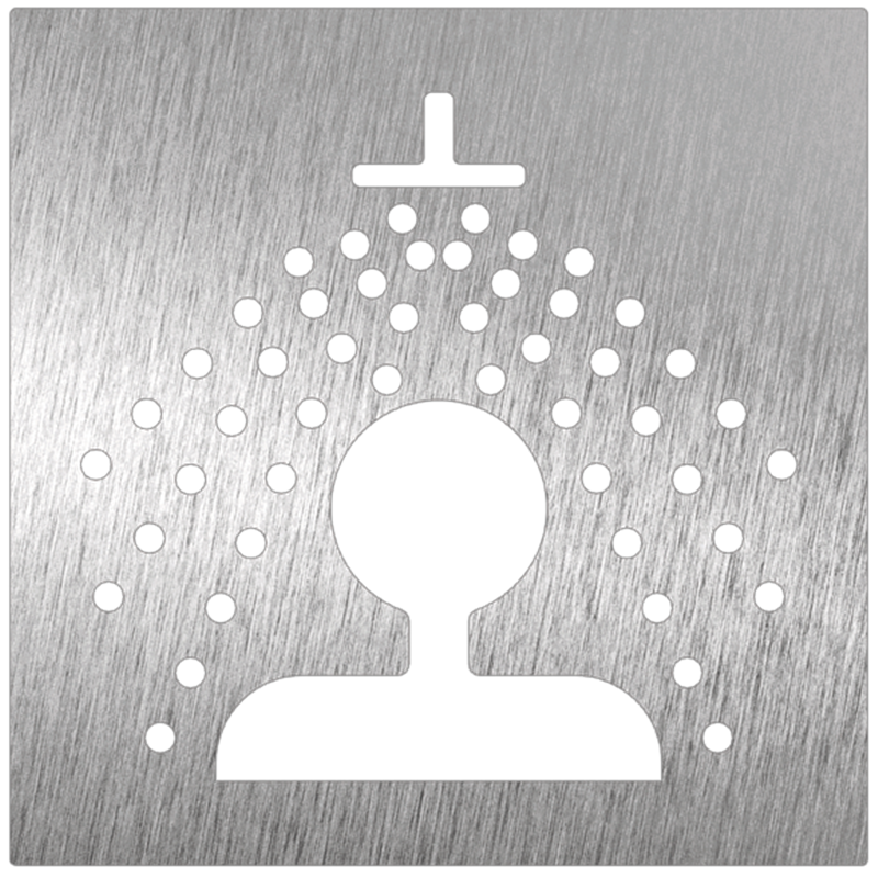 Pictograma inoxidable "Ducha" 120x120x1.5 mm.