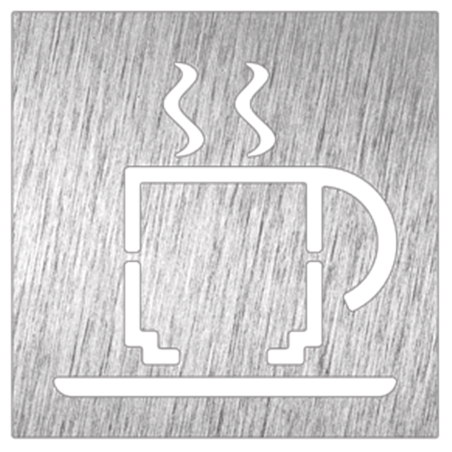 Pictograma inoxidable "Cafetería" 120x120x1.5 mm.