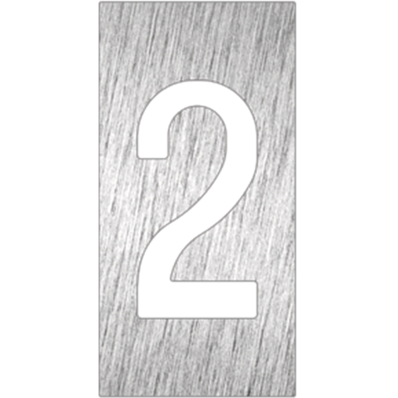 Pictograma inoxidable "Número 2" 60x120x1.5 mm.