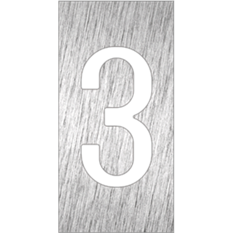 Pictograma inoxidable "Número 3" 60x120x1.5 mm.