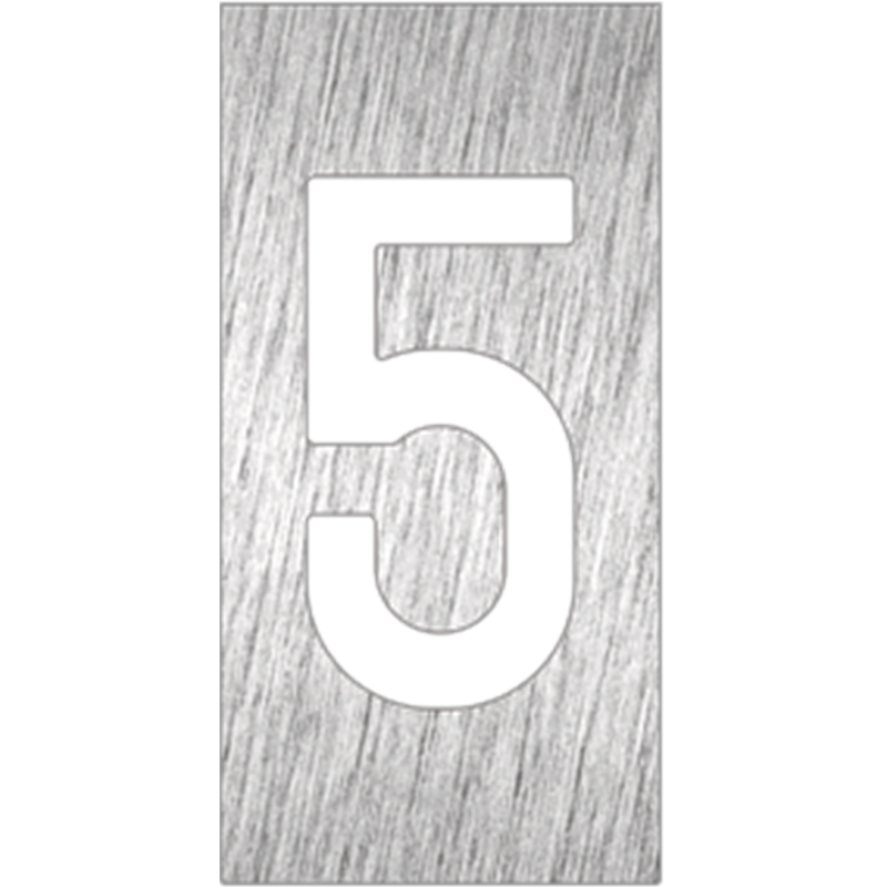 Pictograma inoxidable "Número 5" 60x120x1.5 mm.