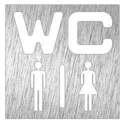 Pictograma inoxidable "WC" 120x120x1.5 mm.