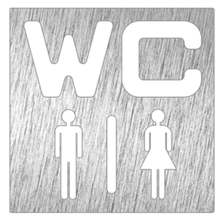 Pictograma inoxidable "WC" 120x120x1.5 mm.