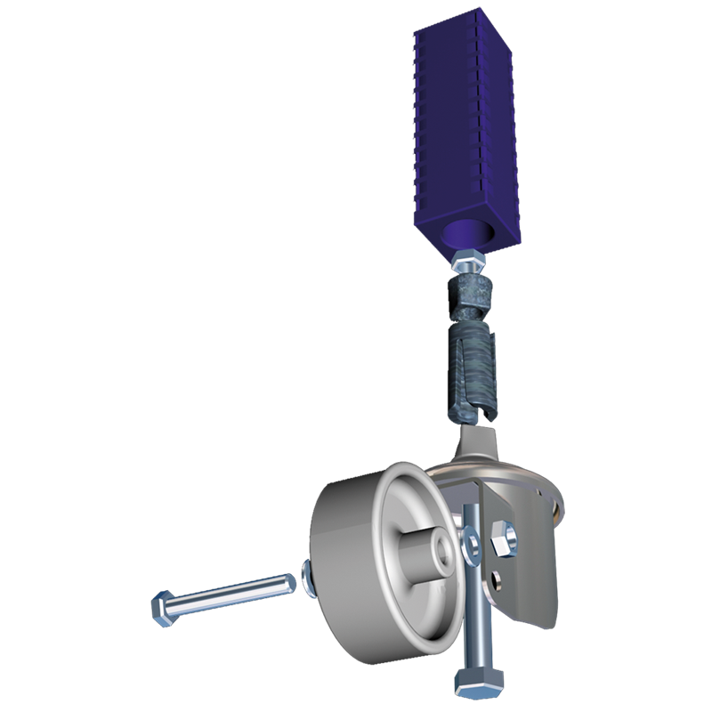 Kit para acoplamiento rueda-pata de 40x40 mm. ø24,8 a ø28,7 mm.