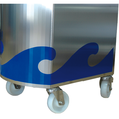 Acoplar 4 ruedas a soporte de mostrador de pescadería