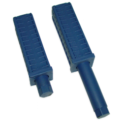 Taco de plástico azul c/regulador altura especial 40x40 mm.