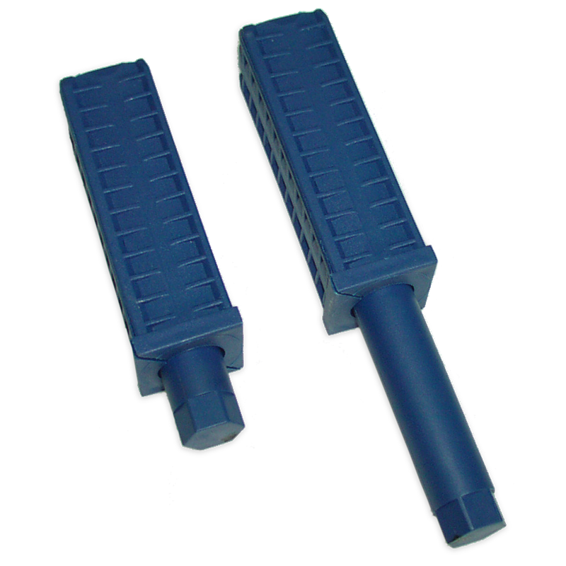 Taco de plástico azul c/regulador altura especial 40x40 mm.