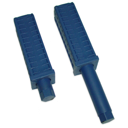 Taco de plástico azul c/regulador altura especial 40x40 mm.