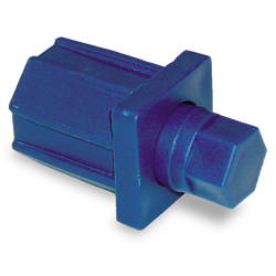 Taco de plástico con regulador de 40x40 mm. azul.