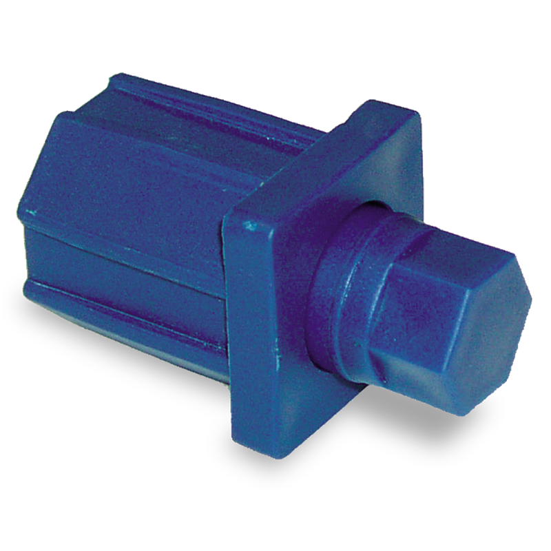 Taco de plástico con regulador de 40x40 mm. azul.