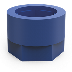 Funda silentblock azul para taco regulable de 40x40 mm.