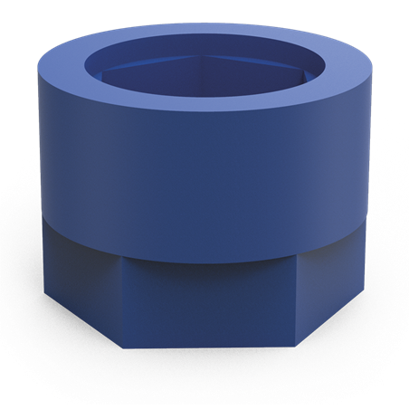 Funda silentblock azul para taco regulable de 40x40 mm.