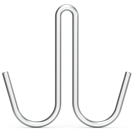 Gancho de varilla inox modelo J doble 160x9x5 mm