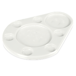 Tabla de diseño para 6 salsas fibra blanca 440x300x20 mm.