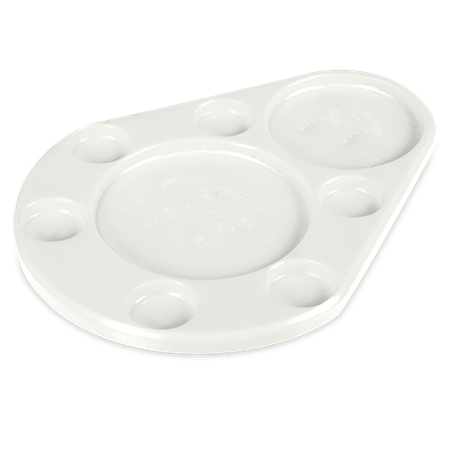 Tabla de diseño para 6 salsas fibra blanca 440x300x20 mm.