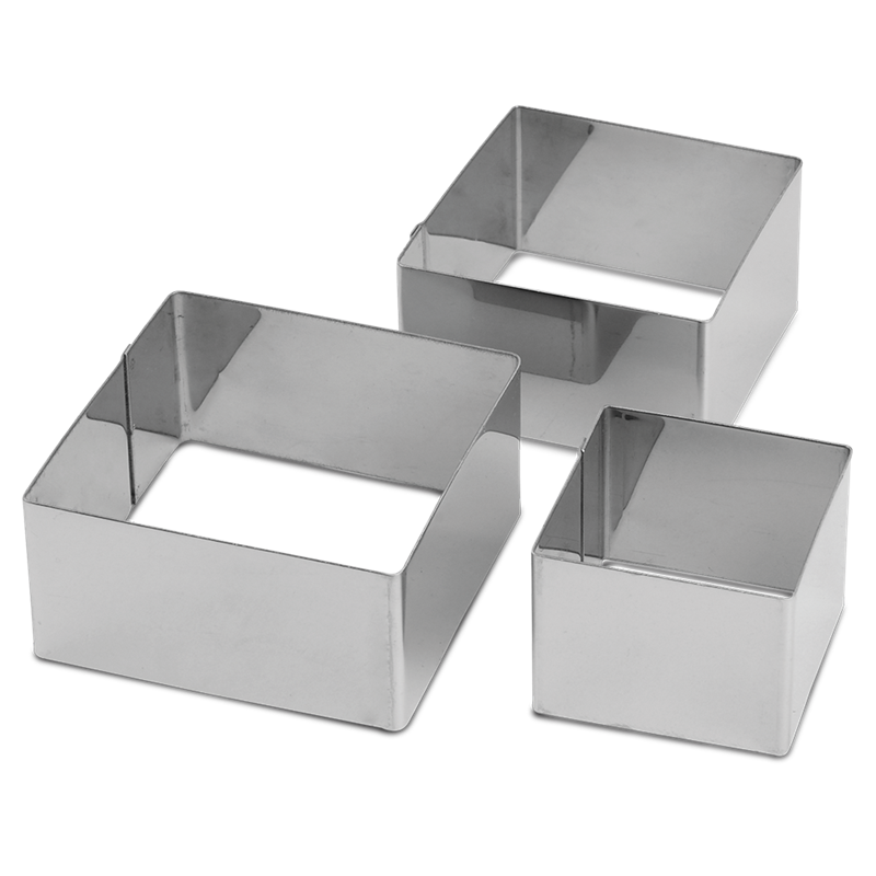 Moldes cuadrados de acero inoxidable 60x60x45 mm