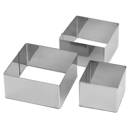 Moldes cuadrados de acero inoxidable 60x60x45 mm