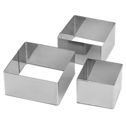 Moldes cuadrados de acero inoxidable 100x100x45 mm