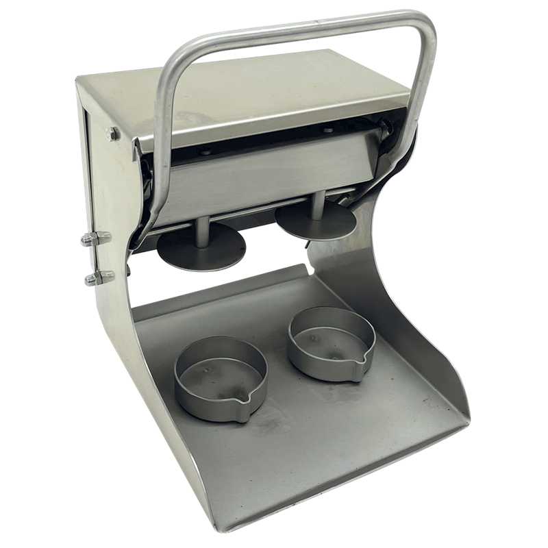 Aplasta hamburguesas molde redondo para 2 uds. de ø65 mm. 210x250x260 mm.