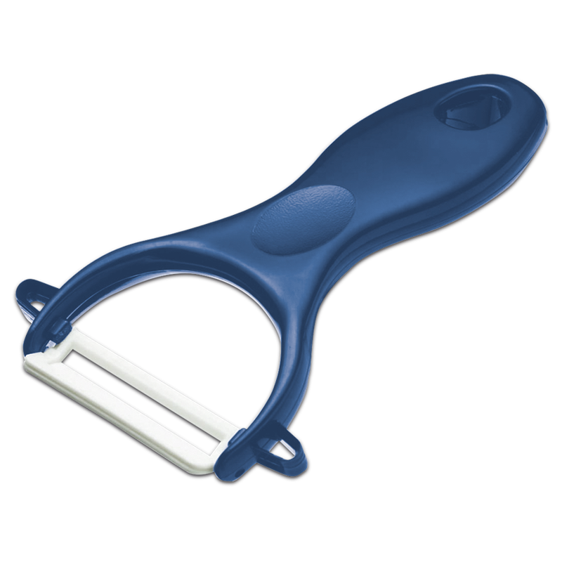 Pelador cerámica blanca, mango azul