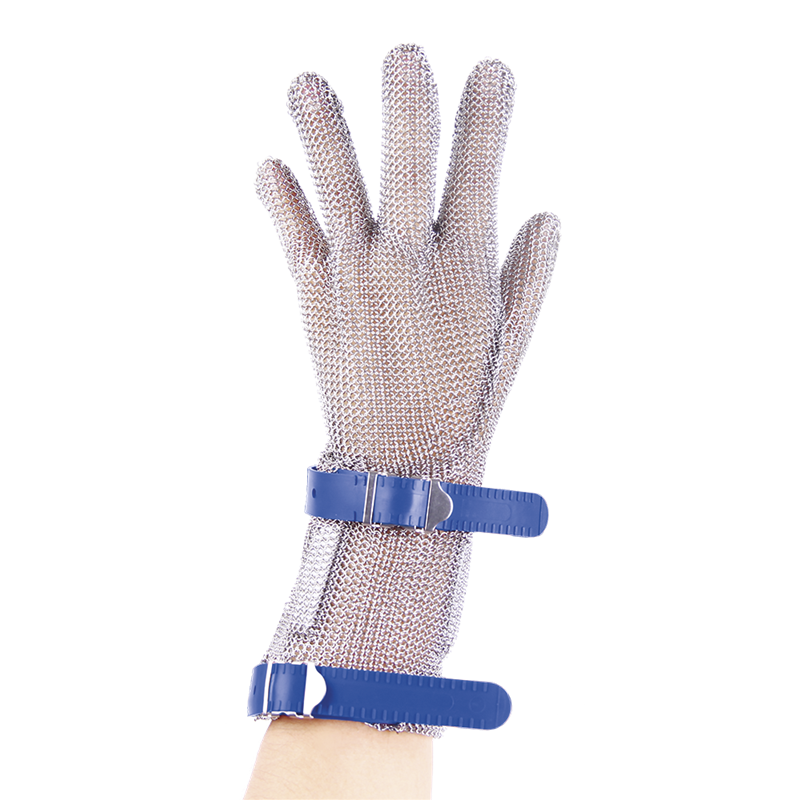 Guante largo color azul ambidiestro, talla L, 5 dedos