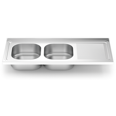 Fregadero 1200x500 2 cubetas y 1 escurridor dcha.