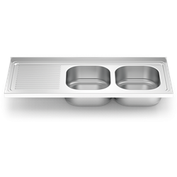 Fregadero 1200x500 2 cubetas y 1 escurridor izqda.