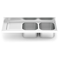 Fregadero 1400x550 2 cubetas y 1 escurridor izqda. N