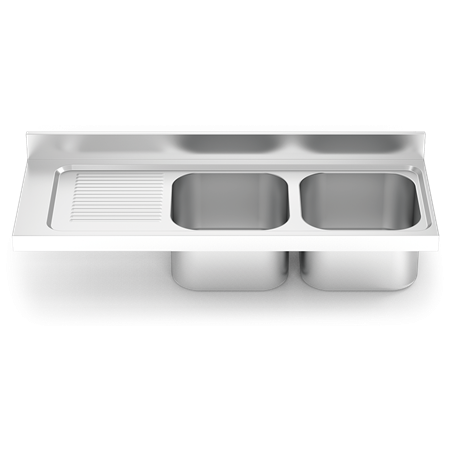 Fregadero 1400x550 2 cubetas y 1 escurridor izqda. N