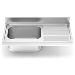 Fregadero 1400x600 1 cubeta y 1 escurridor dcha.