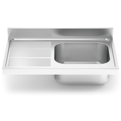 Fregadero 1400x600 1 cubeta y 1 escurridor izqda.