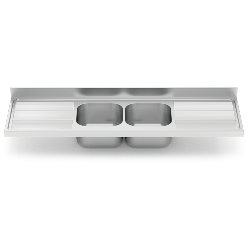 Fregadero 2000x600 2 cubetas y 2 escurridores