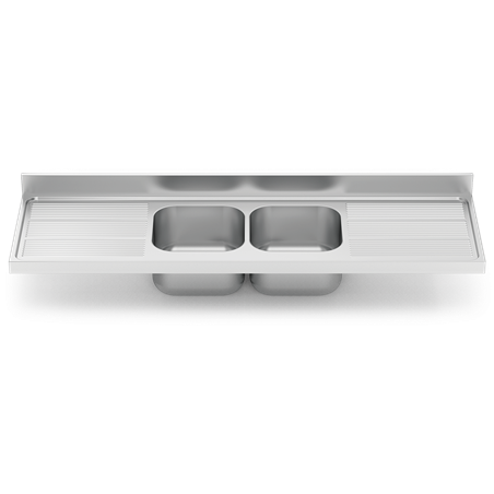 Fregadero 2000x600 2 cubetas y 2 escurridores