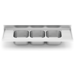 Fregadero 1800x600 3 cubetas y 2 escurridores