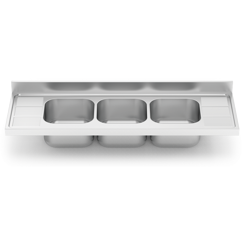 Fregadero 1800x600 3 cubetas y 2 escurridores