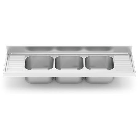 Fregadero 1800x600 3 cubetas y 2 escurridores