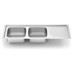 Fregadero para encastrar 1160x500 dos cubetas y escurridor dcha.