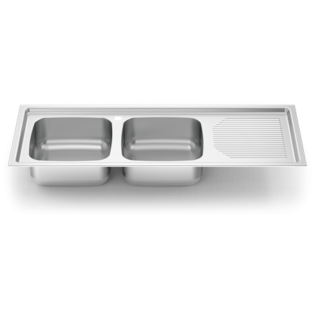 Fregadero para encastrar 1160x500 dos cubetas y escurridor dcha.