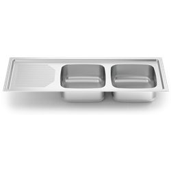 Fregadero para encastrar 1160x500 dos cubetas y escurridor izda.