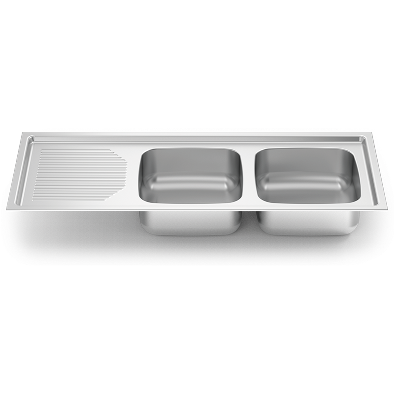 Fregadero para encastrar 1160x500 dos cubetas y escurridor izda.