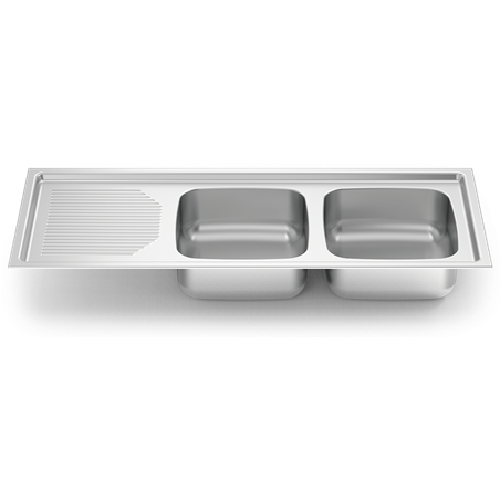 Fregadero para encastrar 1160x500 dos cubetas y escurridor izda.