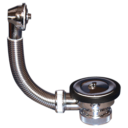 Válvula 1 1/2" PVC, acabado cromado, con rebosadero