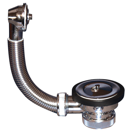 Válvula 1 1/2" PVC, acabado cromado, con rebosadero