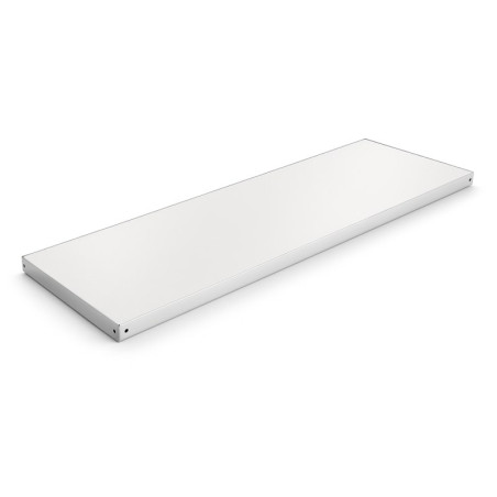 White rectangular shelf, flat design with smooth edges, suitable for wall mounting or displaying items.