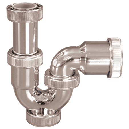 Sifón curvo 1 1/2" - 1 1/2" PVC, acabado cromado