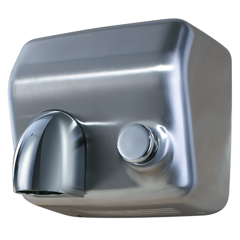 Secamanos inoxidable satinado con pulsador y tobera