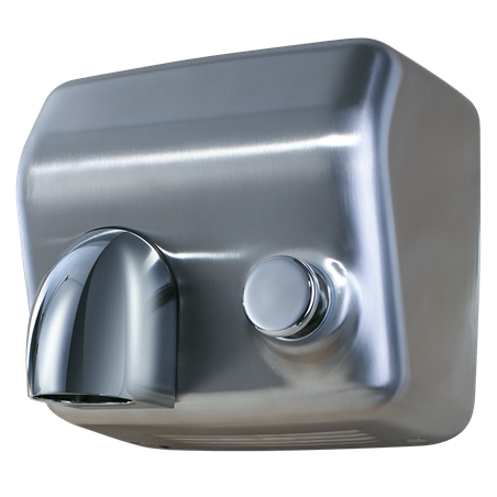 Secamanos inoxidable satinado con pulsador y tobera