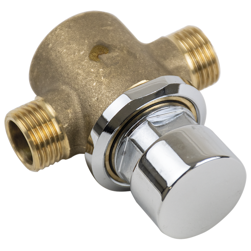 Pulsador cromado no temporizado M-M de 1/2"